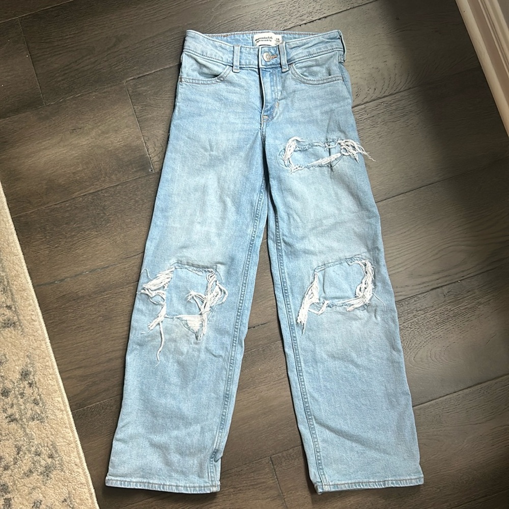 Abercrombie Kids Girls high rise wide leg jeans 7/8 long